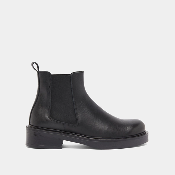 Lowboots with elastics in black leather | MELANIE