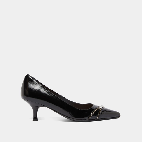 Pumps with zip in black shiny leather | DANIELA