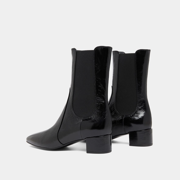 Ankle boots with elastics in black shiny leather | DOXI