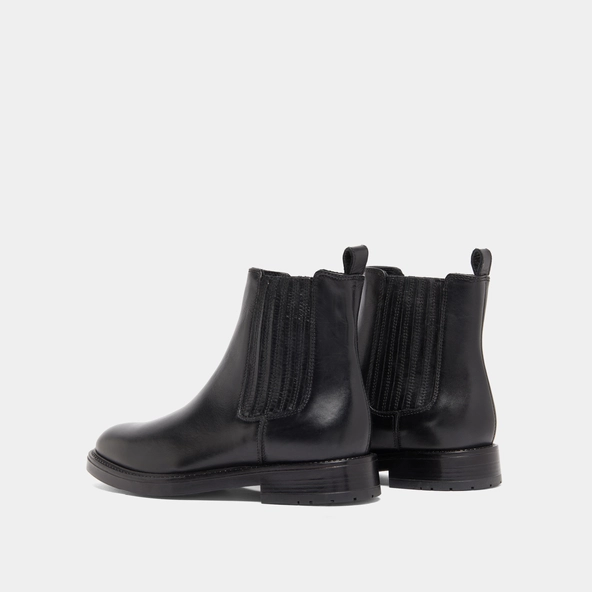 Lowoots with gathers in black leather | CLEANDRE