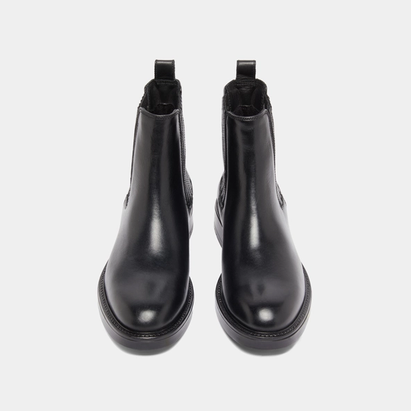 Lowoots with gathers in black leather | CLEANDRE